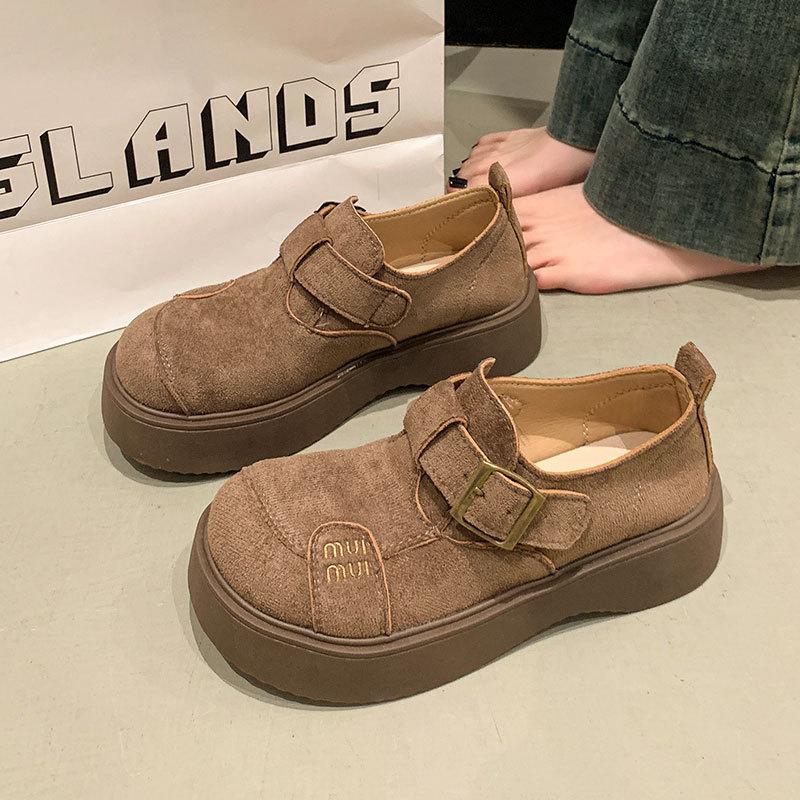 

Универсальные туфли-лоферы на платформе в стиле ретро Boken для женщин, новинка весны и лета 2025 года, маленькие туфли Boken на толстой подошве 40 кофейный