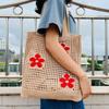Summer Flower Handbag Women'S Knitted Shoulder Bag Ins Large Capacity Shopping Tote Simple Woven Hollow Mesh Beach Bags