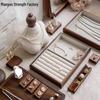 Black Walnut Linen Jewelry Display Tray for Rings