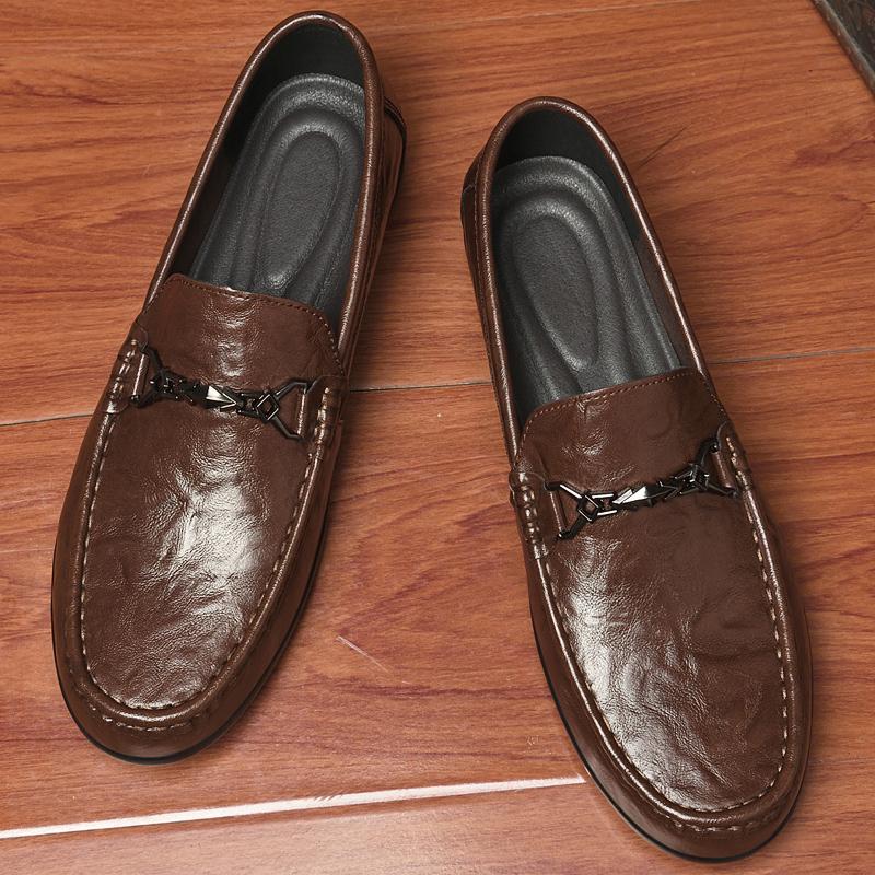 Fashion Genuine Leather Mens Loafers Casual Shoes Comfortable Moccasins Luxury Formal Slip On Flats Driving Shoes for Man Walking Shoes