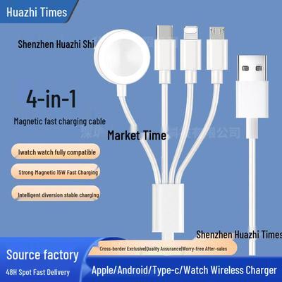 Cargador Inalámbrico Magnético 4 en 1 para Apple Watch con Cable de Carga Rápida Tipo-C