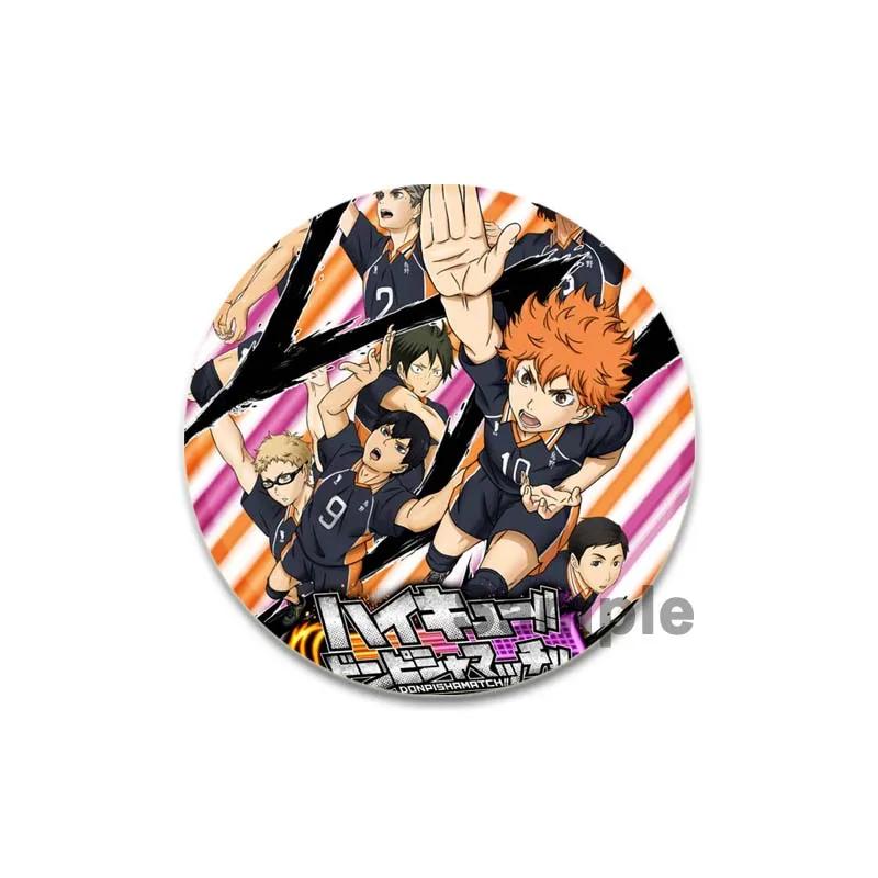 32/44/58mm Hot Sale Anime Japonês Haikyuu Tinplate Pins Mochila Engraçado Broche Emblemas Shoyo Hinata Timeskip Sakusa Atsumu Presente Periférico