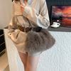 Elegant Faux Fur Crossbody Bag Vintage Bucket Woman Handbag Large Capacity Fashi Plush Versatile Shoulder Bag