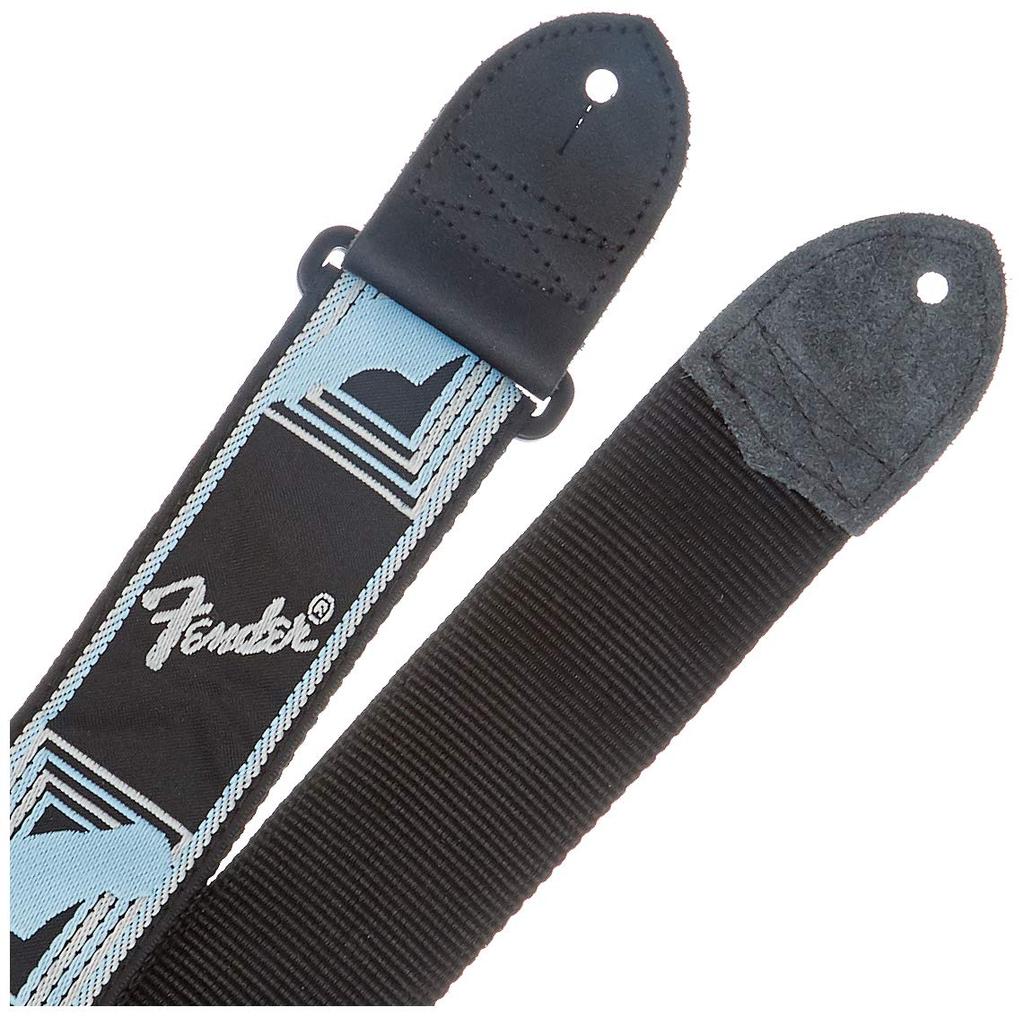 Fender 2" Monogrammed Strap, BlackLight GreyBlue
