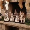 Christmas Gift for Friends 7Pcs Snowman Tree Reindeer Figurines, 2D Wooden Tiered Tray Retro Style Festive Crafts Decor, Rustic Farmhouse Tabletop