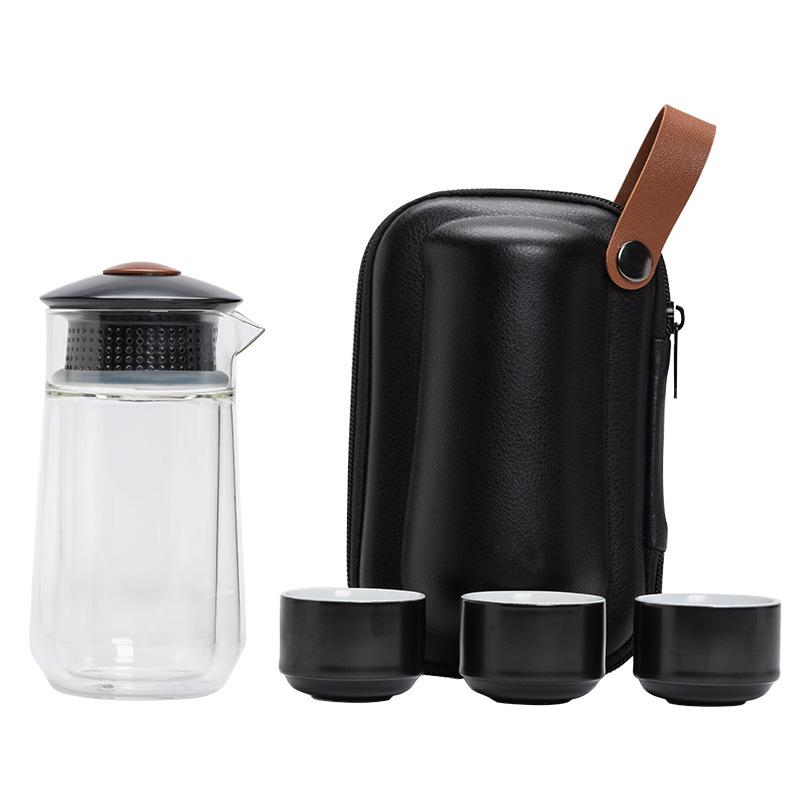 Yunde travel tea set ceramic one pot three cups event celebration souvenir high-end tea set outdoor tea maker
