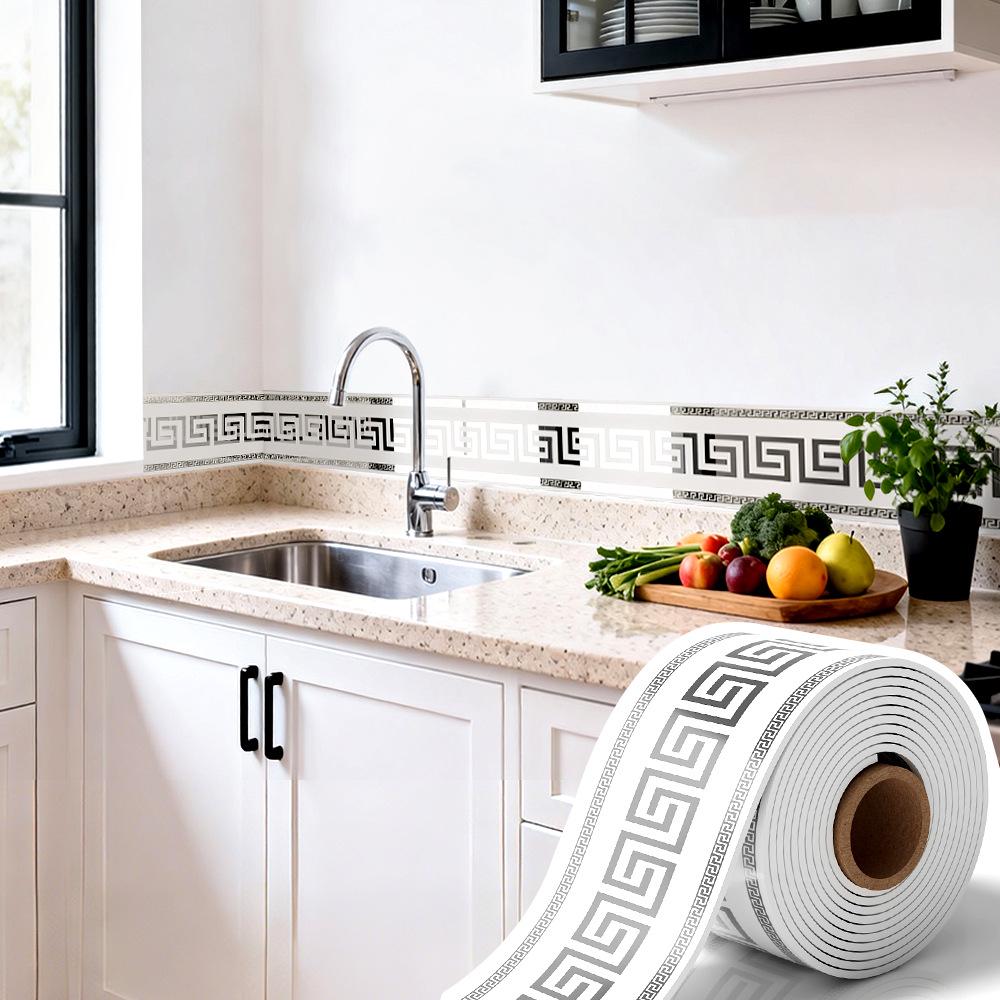 Thickened Waterproof PVC Self-Adhesive Tile-Look Baseboard Sticker