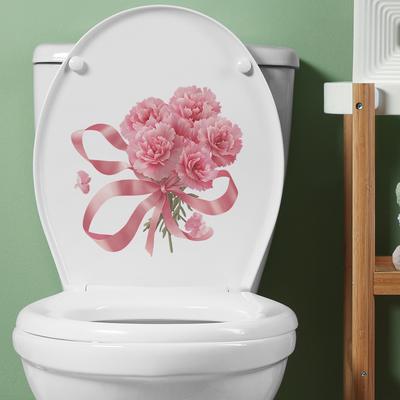 Kreative Rosa Blumenband Badezimmer Toilette Heim Verschönerungsaufkleber