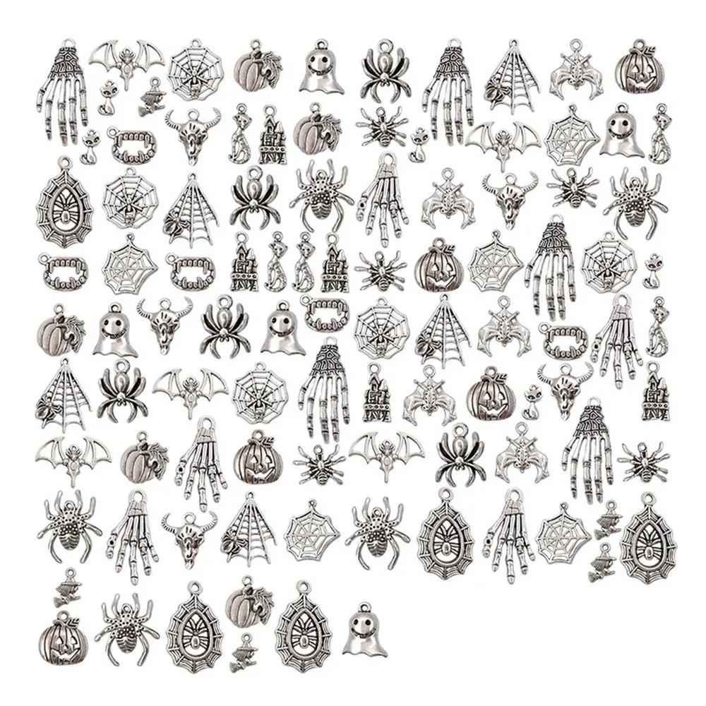 20pcs Random Jewelry Making Earrings Pumpkins Spider Ghost Skeleton Halloween Charms Pendant Skull