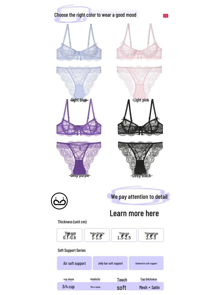 French Lace Lingerie Set: Lightweight, Breathable, and Minimizing Bra & Panty for Summer
