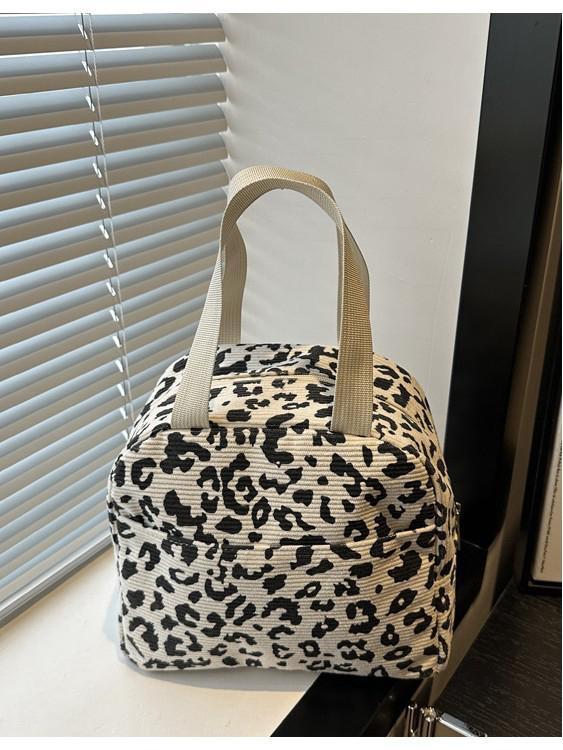 Cute Corduroy Insulated Lunch Bag - Portable, Waterproof Handbag with Ice Pack for Students & Office Workers