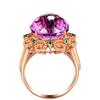 Purple Amethyst Colorful Gemstone Ring 14k Rose Gold Plated Hollow Out Engagement Ring for Women