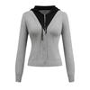 Women's Hooded Knit Long Sleeve Slim Solid Colour Splicing Bottom Shirt Top