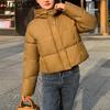 BITCED Minimalist Hooded Short Down-Filled Cotton Jacket Casual Puffer Jacket Lightweight Cotton Coat