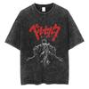 Men's T-Shirts Berserk T Shirt Men Anime Printed Vintage Washed Tshirt Guts Unisex Short Sleeve Tops 100% Cotton Hip Hop Streetwear 230701