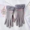 Female thickened cute winter lady riding windproof and cold-proof velvet five-finger riding