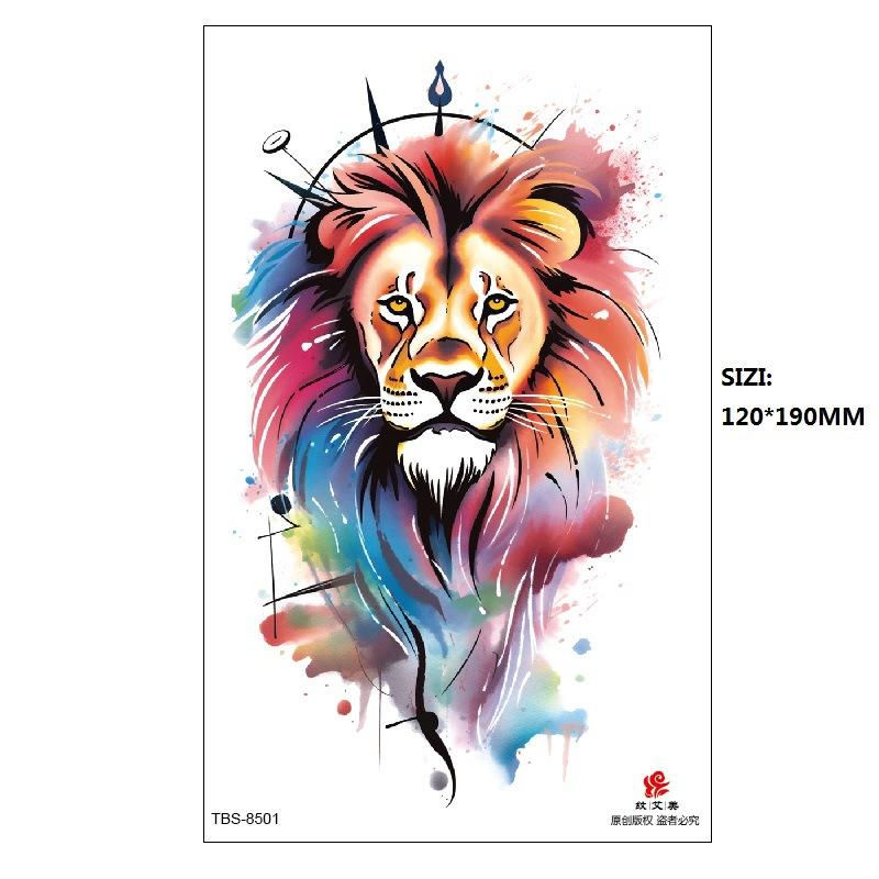 Hand Painted Original Color Flower Fox Phoenix Women'S Simulated Tattoo Water Transfer Tattoo Sticker