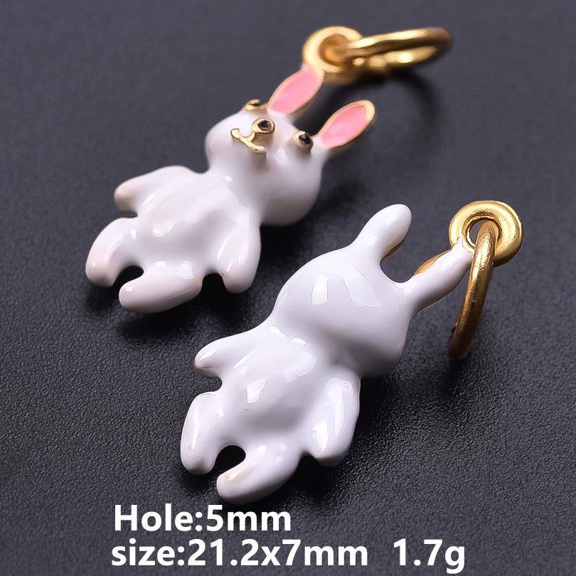 5pcs Kawaii Animal Pendant Enamel Charms For Jewelry Making Duck Bunny Elephant Lucky Fish Charm Handmade Materials Accessories