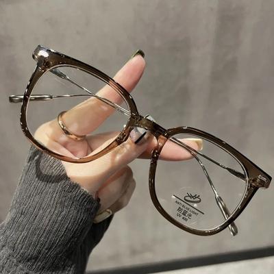 Square Vintage Big Frame Glasses Flat Computer Anti-blue Light Goggles Ladies Decorative Glasses
