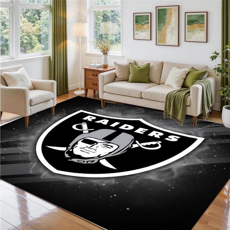 Las Vegas Raiders Design Crystal Velvet Rug Soft Decorative Mat for Bedroom Entrance