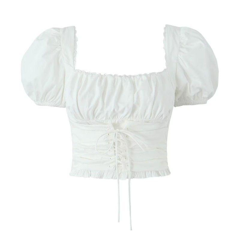 

House of Side Lace-up Skirt Outfit Small Top White strap waist Tops(High quality) L