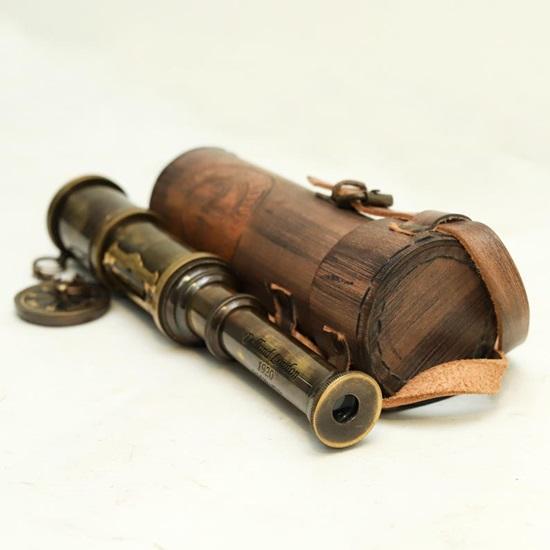 Mosiężny Teleskop Luneta Szpiegowska Dollond London Styl 1920 Skórzane Etui Prezent Nautyczny Dekoracja Prezent Steampunk