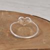 Double Heart Silver Ring, 925 Sterling Silver Minimalist Love Ring, Open Heart Design Dainty Ring Gift for Her.