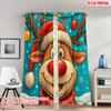 2pcs 2D Flat Printing Popular Christmas Curtains Christmas Reindeer Cartoon Holiday Joy Digital Printed Polyester Drapes Family