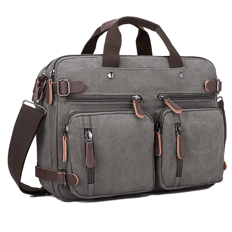 

Трансграничный портфель из натуральной кожи: Многофункциональная наплечная и дорожная сумка большой вместимости для ноутбука и предметов первой необходимости 15-inch серый