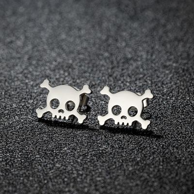 1 Paar hohle Mini-Totenkopf-Ohrstecker für Herren Edelstahl-Ohrstecker Halloween-Stil Neue Mode Geburtstagsfeier Schmuck Geschenke