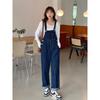 2026 New Fashionable Women's Loose Straight-Leg Denim Overalls Casual Suspender Pants