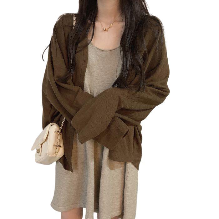 Women's Solid Color Short Jacket - Spring/Summer Casual Loose Slimming Cardigan