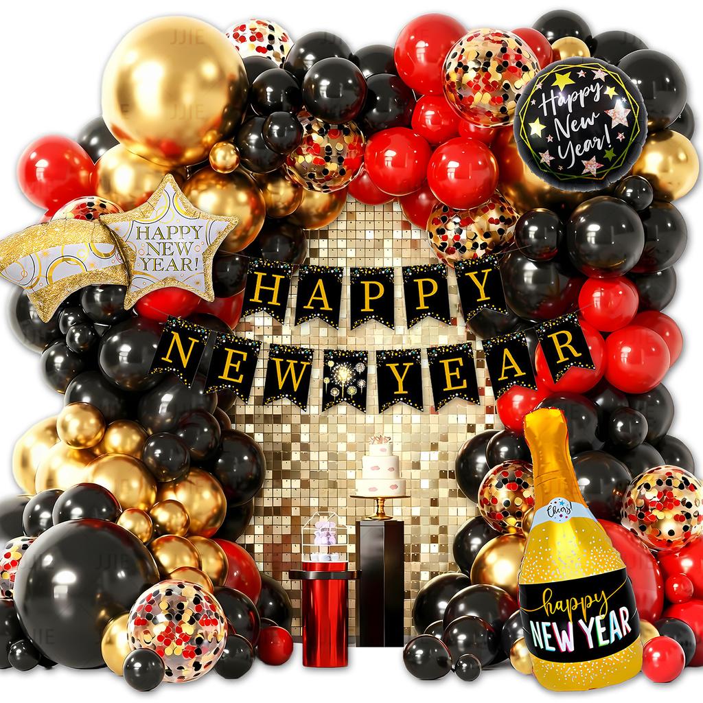 Red, Black And Gold Arch Balloon Set Thickened Birthday Decorations Party Metal Balloon Set