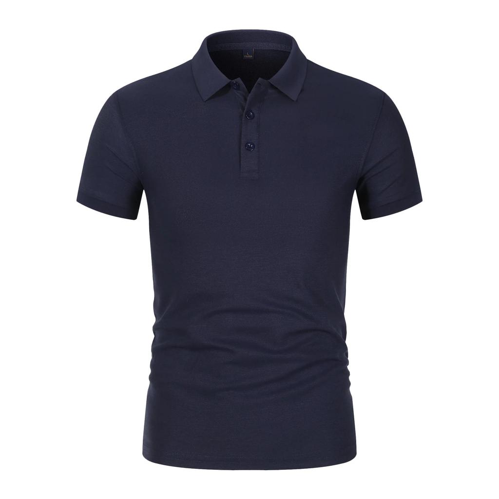 025 Summer New Men's Short Sleeved Solid Color Polo Shirt Breathable and Comfortable Elastic Top Casual Business New Style