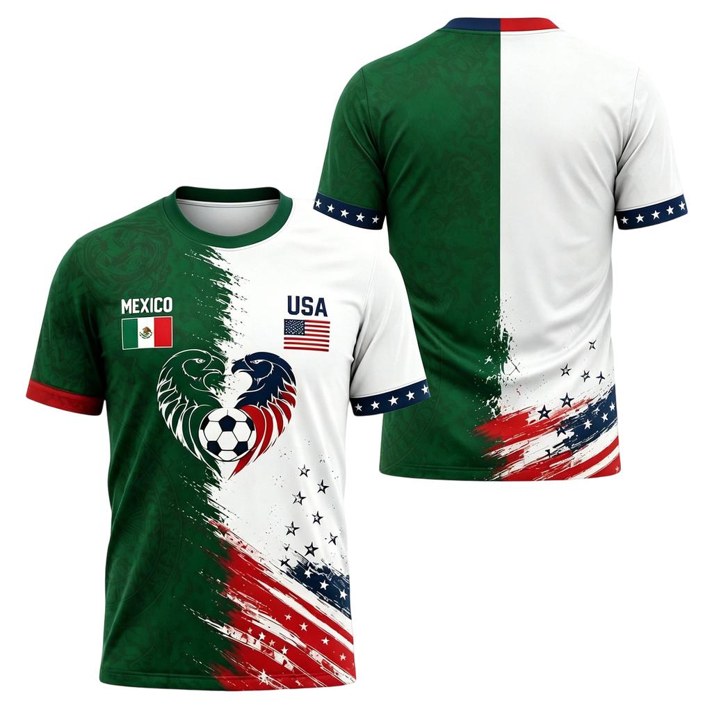 Men's Casual Printed Crew Neck Lightweight Breathable Short Sleeve T-Shirt Mexico Letter Design World Cup Style