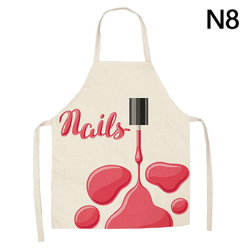 Nail Polish Lipstick Beauty Kitchen Women Apron Household Cleaning Cotton Linen Pinafore Salon Home Cooking Baking Adult Bib
