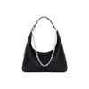 Borsa a Spalla Hobo Moon con Tagli in Pelle Liscia e Catena da Donna Nera BB50LWB1A4-001