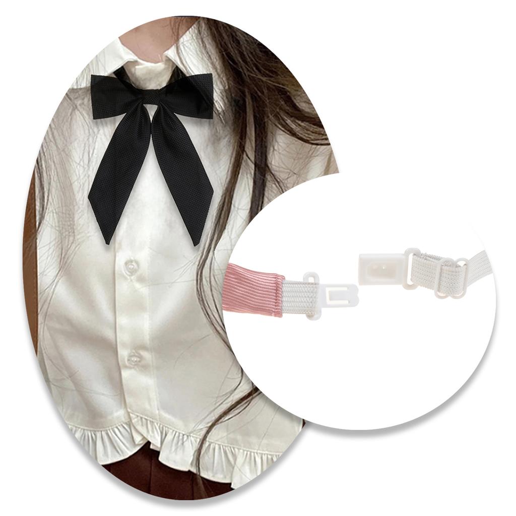 Women Girls Pre-tied Adjustable Bow Tie, Solid Ribbon Long Tail Bowknot for JK Uniform Lolita Shirt School Cosplay Party