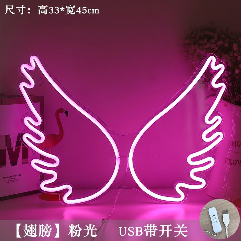XYXP Fairy Wings Neon Lights Angel Wing Wedding USB Powered Acrylic Led Wall Decor Girl Children To the Room With Sign Gift