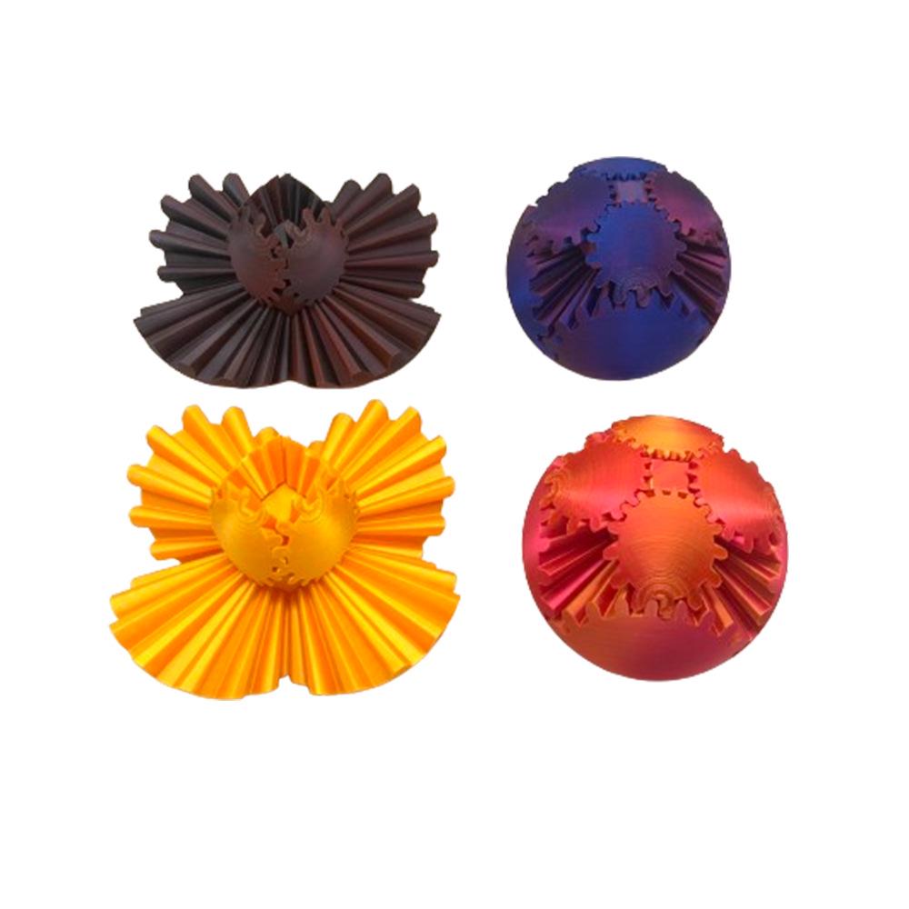 3D Printed Gear Spin Ball - Rotating Gear Ball Toy