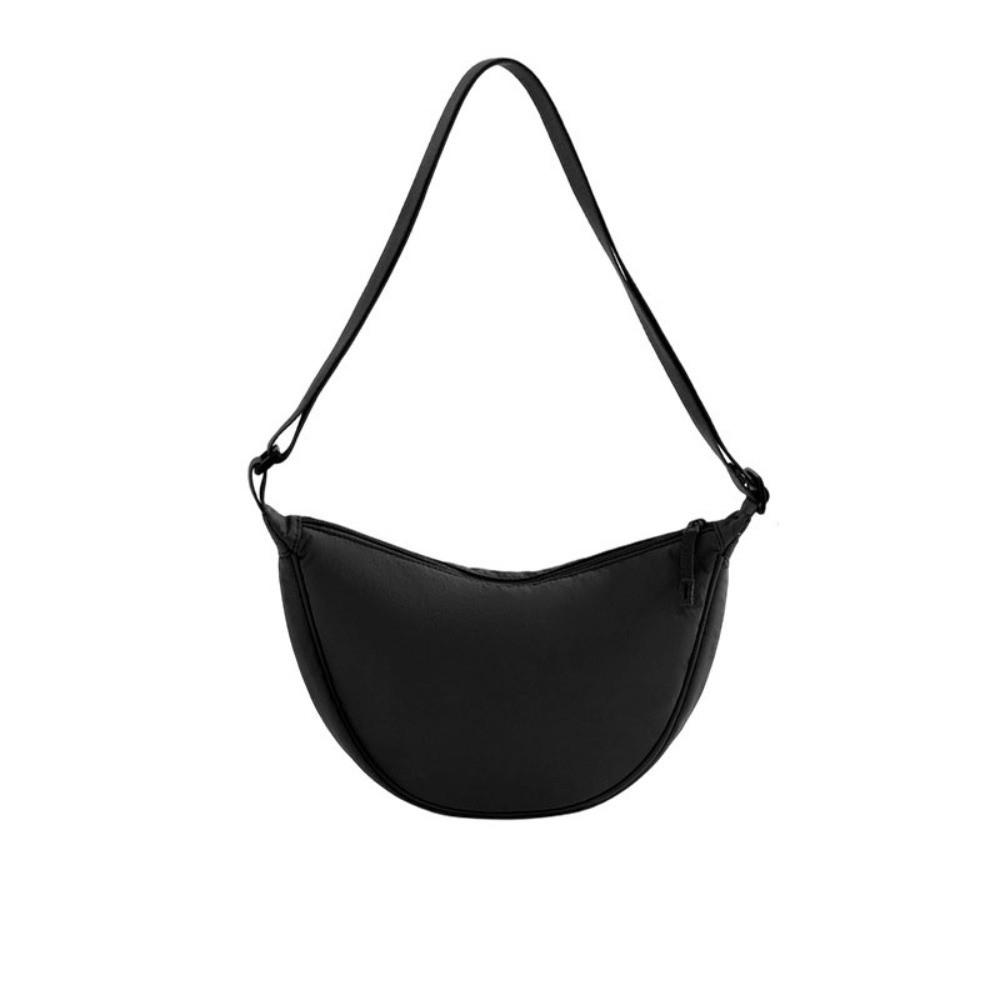 Solid Color Nylon Hobos Bag Nylon Messenger Bag Simple Half Moon Bag  Ladies Purse