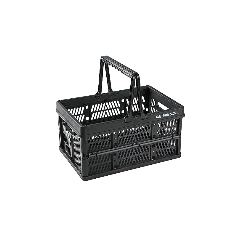 [] CAPTAIN STAG Folding Container Basket, Folding Handy Container with Handle, M Size, 15L Capacity, Black UY-7070