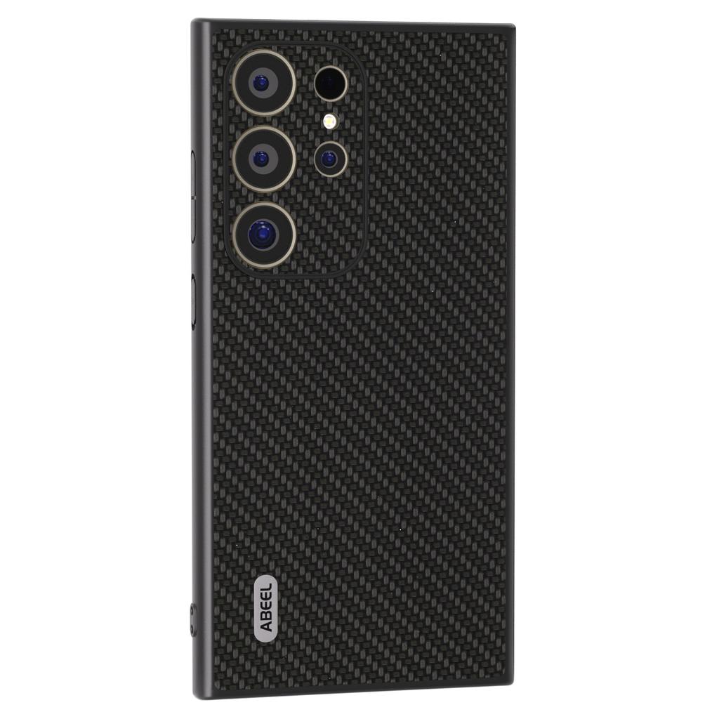 ABEEL For Samsung Galaxy S24 Ultra Case Carbon Fiber Texture PU Leather+PC+TPU Cell Phone Cover