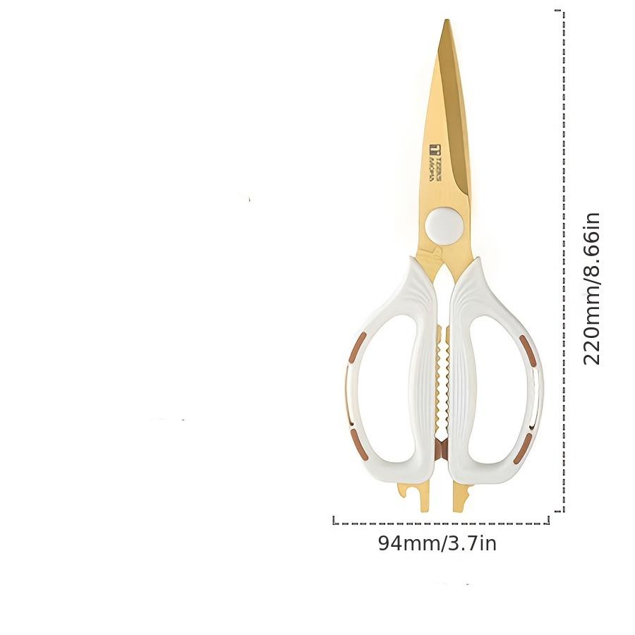 [Golden, Multi-Purpose Scissors] Golden European-Style Heavy-Duty Multi-Purpose Scissors-Rubber Elastic Handle for Easy Cutting of Meat and Vegetables