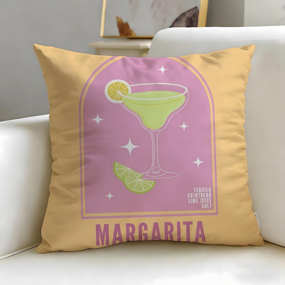beverage theme Margarita Cocktail Cushion Cover Soft & Easy-Wash Pillow Case – Versatile for Couch, Bed, Travel and Office