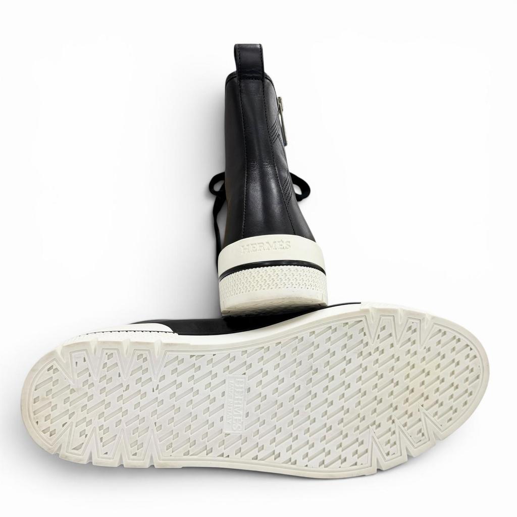Excellent HERMES High cut sneakers black leather mens 41.5 182355ZH Used