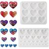 2Pcs Heart Shape Silicone Molds Love Heart Cabochons Resin Casting Molds Chunky Valentines Love Jewelry Pendant Mould for Epoxy Resin DIY Earring