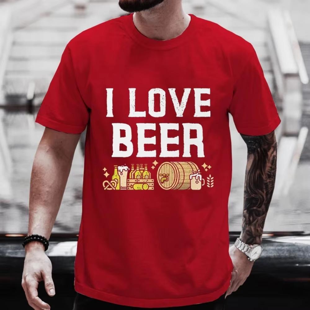 I Love Beer Funny Graphic T Shirts Men Y2k Streetwear Friends Beer DAY Drinker Party Tops Plus Size Clothes Short Sleeve Tees
