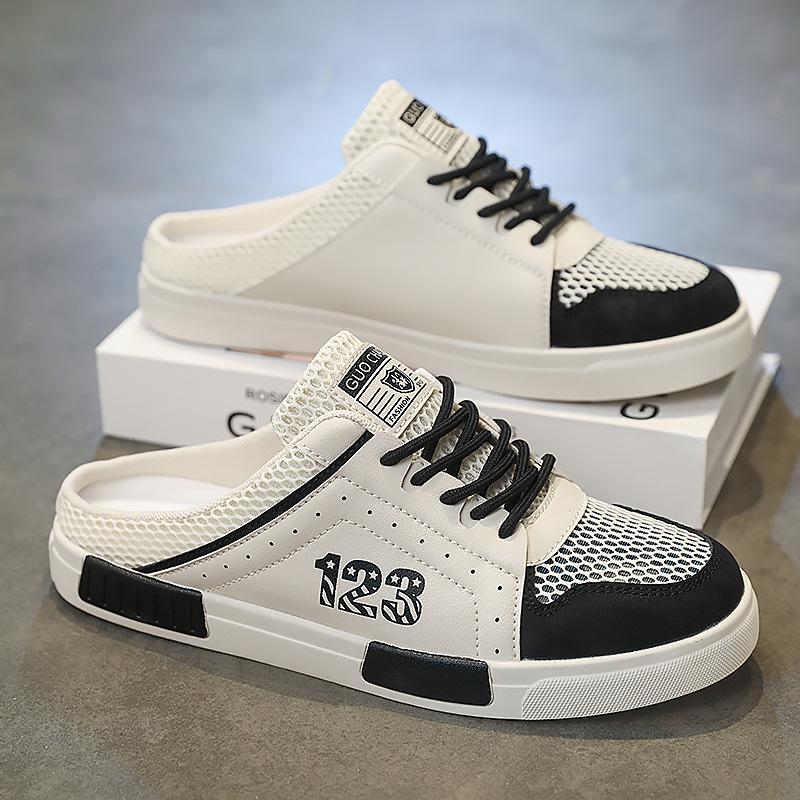 

Тапочки Baotou, мужская летняя одежда, нескользящие сетчатые пляжные сандалии, мужская уличная обувь без каблука большого размера 47