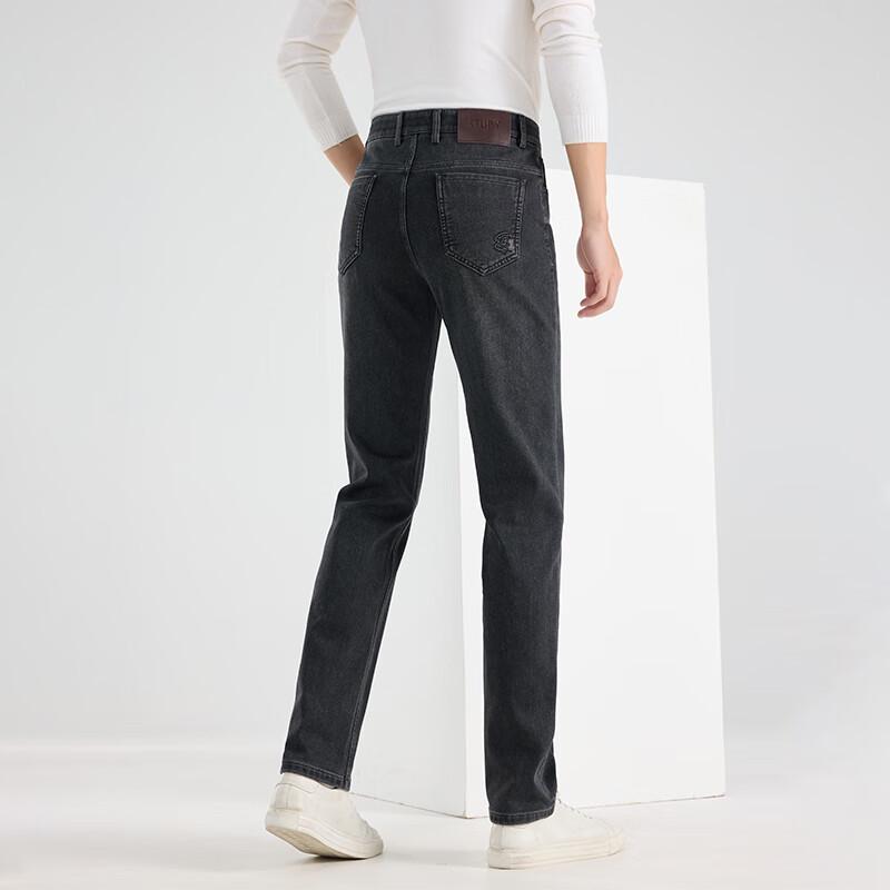 FengXun Men's Thickened Straight Leg Denim Jeans FXLF8205-1